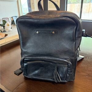 Kelly Moore Black Leather Camera Backpack